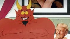 Escena del episodio en la que el presidente de los Estados Unidos, Donald Trump, mantiene relaciones sexuales con Lucifer.