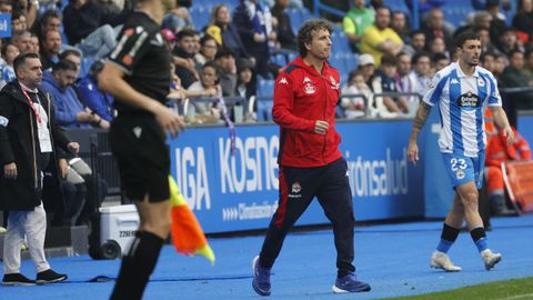 Yago Villar Rodrguez, a la izquierda de la imagen, en el partido entre el Deportivo y el Eldense