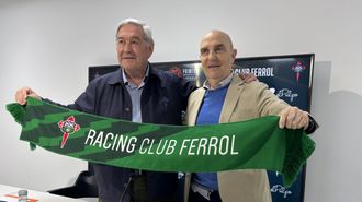 Manuel Ansede, presidente del Racing, y Jos� Antonio Chac�n, de la firma elPulpo