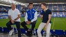 Roberto Surez, Ilyas Chaira y Agustn Lleida, en el Carlos Tartiere