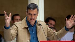 El presidente del Gobierno, Pedro S�nchez, durante su intervenci�n en la Convenci�n en el Mundo Rural que se celebra este s�bado en el Antiguo Hospital de Santiago en �beda (Ja�n).
