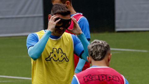 Lucas Prez, durante el entrenamiento del jueves en la ciudad deportiva de Abegondo