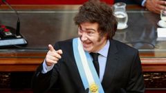 El presidente argentino, Javier Milei, durante la sesin de apertura en el Congreso Nacional