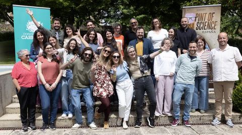 Organizadores del Pint en varias localidades de Espa�a, ayer en Vilar de Francos 