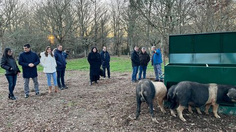 Visita de una delegaci�n del Gobierno de Castilla y Le�n a la aldea modelo de Penedo en Bobor�s