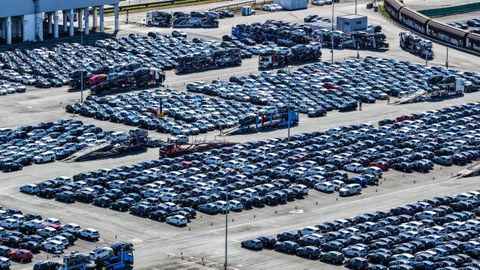 Imagen area de los coches fabricados en la planta de Volkswagen en Wolfsburg