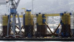 Estructuras que fabrican Navantia Fene y Windar para el parque marino Kinkardine, que estar� ubicado en Escocia