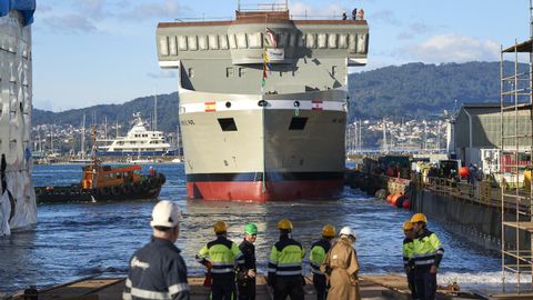 Botadura del ferri Na Hiro-E-Pau para la Polenesia en el astillero vigu�s Arm�n en diciembre del 2025