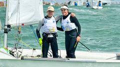 Pablo Barreiro y su compa�era, la coru�esa Alba D�az, celebrando su t�tulo nacional