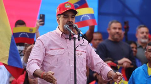 Nicols Maduro, durante la movilizacin celebrada ayer en Caracas