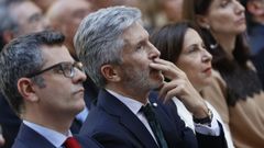 (De izquierda a derecha) Bolaos, Marlaska y Robles en el aniversario de la Declaracin Schuman, el pasado 9 de mayo