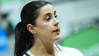 Carolina Mar�n, este martes, en el Polideportivo Diego Lobato.