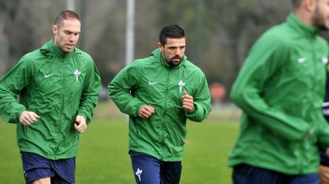 Nacho Novo, durante un entrenamiento en Ferrol