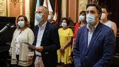 El grupo municipal del PP en su comparecencia para anunciar la salida del gobierno de Ourense