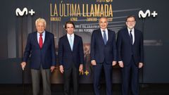 De izquierda a derecha: Felipe Gonzlez, Jos Mara Aznar, Jos Luis Rodrguez Zapatero y Mariano Rajoy en la presentacin de la serie documental original de Movistar La ltima llamada