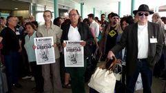 Recepcin del Tren Negro. A la izquierda, William Gordon, junto a Mario Surez del Fueyo (centro) y Jos Luis Paraja