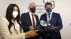 Maqueta del aerotaxi que sobrevolar� Santiago, expuesta en el evento Unvex, en el Gai�s