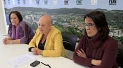Responsables de Arraigo y Roc�o B�rtoa, durante la presentaci�n de la carrera de 10 kil�metros de Fene
