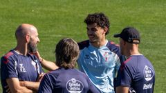 Stefan Bajcetic, en un entrenamiento esta semana con el Celta Fortuna.