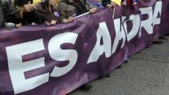 Simpatizantes de Podemos en una reciente manifestacin en Madrid