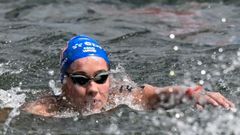 La nadadora coru�esa Paula Otero, durante el Europeo de aguas abiertas del 2026