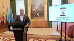 El portavoz de la Junta de Gobierno de Gijn, Jess Martnez Salvador, en rueda de prensa en el Consistorio gijons.