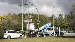 Los fotorrojos se instalaron de nuevo ayer. En la imagen, el de la Praza de Espa�a.