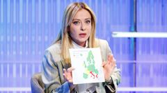 Giorgia Meloni muestra un mapa de Europa para defender la necesidad de la reforma judicial