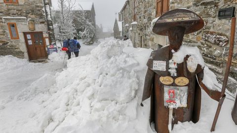 O Cebreiro, a entrada da Galiza do Caminho Francs, durante uma nevasca.