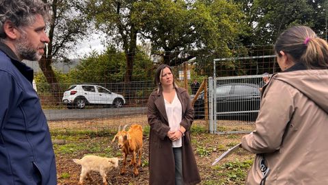 La diputada Cristina Capel�n, con el edil Alberto Angueira en Leiro