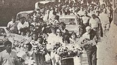 Entierro de Jos� L�pez P�rez, engrasador del pesquero Andes, atacado por el Frente Polisario en julio de 1986