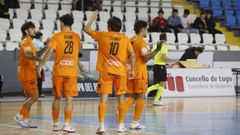 Marquinho, Izan, Charly y Jason celebran un gol en el partido del mircoles contra el Lugo Sala.