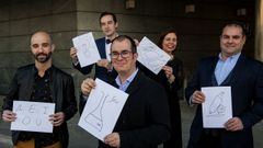 De izquierda a derecha: atr�s, V�ctor Arufe, ganador en el 2017 en universidad y Mar�a del Camino Pereiro, finalista en primaria; delante, Rub�n Molinero, finalista en infantil, y Xacobo de Toro y Jos� Vi�as, finalistas en secundaria-bachillerato en anteriores ediciones