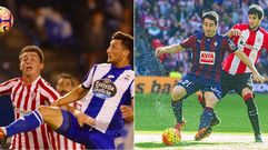 A la izquierda Borja Valle disputa un baln ante el Athletic.
A la derecha, Sal Berjn controla un baln ante el mismo equipo.