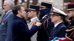Macron, en una ceremonia militar este lunes en Pars.