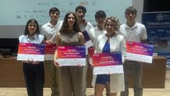 El equipo del Colegio Sagrada Familia de Ald�n de Cangas en los Teleco Games, en Madrid.