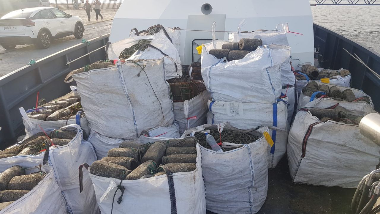 Gardacostas decomisa 934 cacharros ilegales en A Guarda y devuelve al mar 444 kilos de pulpo