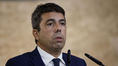 El presidente en funciones de la Generalitat Valenciana, Carlos Mazn, durante la comparecencia de este lunes en la que anunci su dimisin.