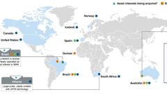 Mapa con las propiedades de Alcoa y las que va a incorporar