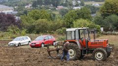 El domingo del San Froil�n del 2018, un hombre ar� una finca dejando dos coches atrapados. 