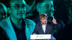 El expresidente Carles Puigdemont, el pasado junio en el congreso de Junts en Francia