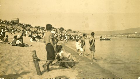 Vista de la playa de Muiño, en A Guarda. Entre 1930 y 1940. Arquivo Municipal da Guarda.