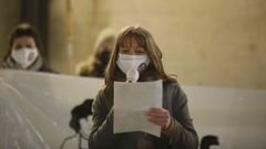 Cristina Cabo fue la encargada de leer el manifiesto de la Plataforma Feminista de Lugo el 8-M del 2021