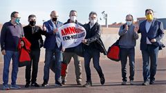 Los pol�ticos presos por el desaf�o al Estado, al salir de la carcel de Lledoners este viernes 
