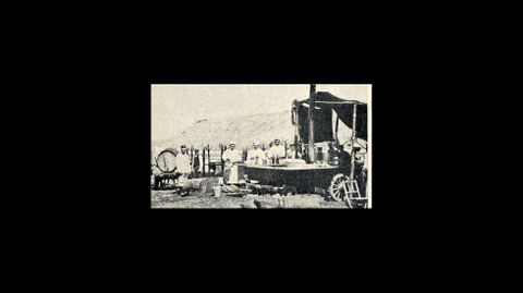 Una cocina de campa�a en la que se prepar� el rancho servido a las tropas que tomaron parte en las maniobras