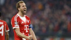 Harry Kane, delantero del Bayern de M�nich, celebra un gol ante el Atalanta en un partido de Champions League.