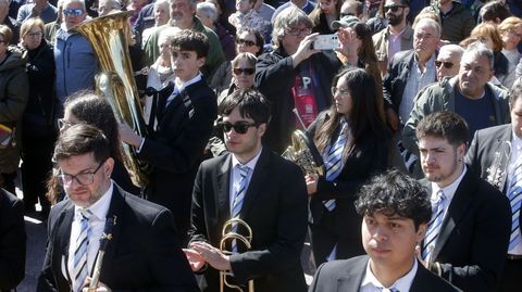 Instrumentistas de la banda de m�sica de Sober, este domingo en la Feira do Vi�o de Amandi