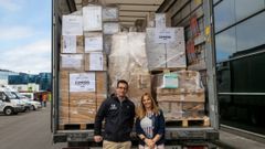 Salida del primer cami�n con ayuda humanitaria a Ucrania desde Oviedo