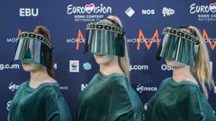 Representantes de Letonia llegan a la ceremonia de la 65 edici�n de Eurovisi�n