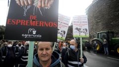 Pablo de la Barrera, manifest�ndose na tractorada de Lugo